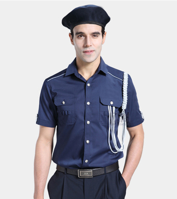 铭棉0085男装衬衫保安服套装可定做女款配帽子肩绳肩章腰带等配饰